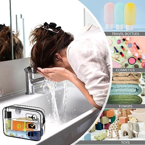 Clear Toiletry Bag TSA Approved Travel Toiletry Bag with Sturdy Zippers, Transparent Waterproof PVC Makeup Bag for Airport Security, Portable Wash Bag for Men Women Travel Essentials — view 2
