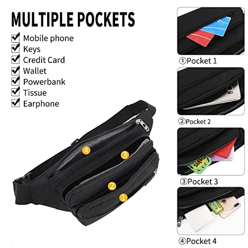 IHIGOGOFA Bumbags Waist Fanny Pack Fashion Bum Bag with 65cm Extended Belt for Dog Walking Climbing Hiking Travel Cycling Girls Ladies Men Women — view 2