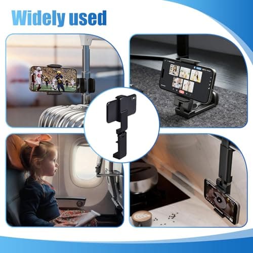 JinRuiCPeng 2 Pack Airplane in Flight Phone Holder, 360° Rotatable Travel Stand, Foldable Travel Phone Stand for Plane Seat and Tray Table, Hands-Free Flying and Holiday Travel Essentials, Adjustable — view 6