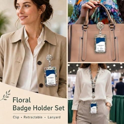 Detachable Luggage Tag & Badge Holder with Lanyard, Convertible Travel Suitcase Identifier and Retractable ID Card Reel for Women Men, Office, Nurse, Gift — view 6
