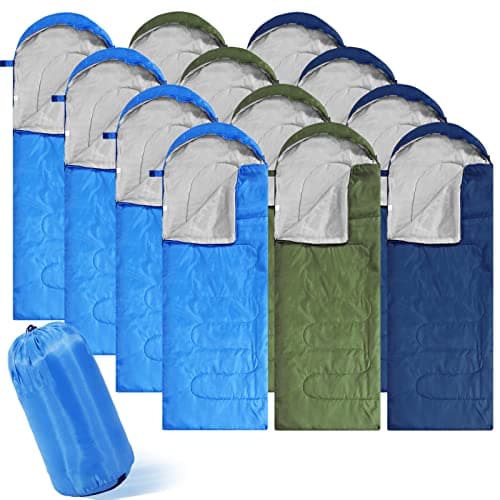 Junkin 12/36 Pcs Camping Sleeping Bags for Adult, Green, Cyan, Blue, 12 Pcs