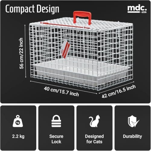 MDC Large Pet Carrier for Travel – Top Opening Pet Crate for Kittens, Cats & Small Dogs – Spacious Mesh Pet Travel Basket – Ideal for Vets, Car Journeys & Catteries – Easy Clean Base — view 2