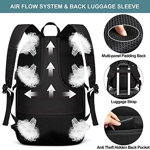 WENIG Large 17.3 Inch Travel Laptop Backpack Water Resistant Anti-Theft Computer Work Bag with USB Charging Port Lock Big Business School Rucksack for Men and Women - Black — view 5