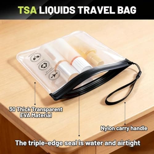 6 Pack Clear TSA Toiletry Bag 20x20cm Travel Essentials - 3 Grey & 3 Black — view 3