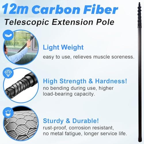 39ft Carbon Fiber Waterfed Pole Cleaning Kit12m/20m Hose Soap Dispenser for SoPanels Roofs & CarsEfficient Window SoPanel and Vehicle Cleaning Solution — view 3