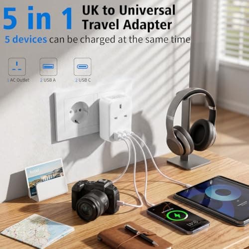 UK to Universal Plug Adapter,SHUOMAO Thin PD20W Worldwide Travel Adaptor — view 3