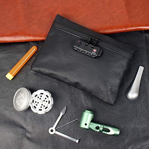 Wise Skies Blue Smell Proof Travel Bag for Herbs Perfect Stash Bag Lined Carbon Liner (Black) — view 2