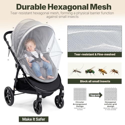 Orzbow Mosquito Net for Pram, Two-Way Zippers for Easy Access — view 3