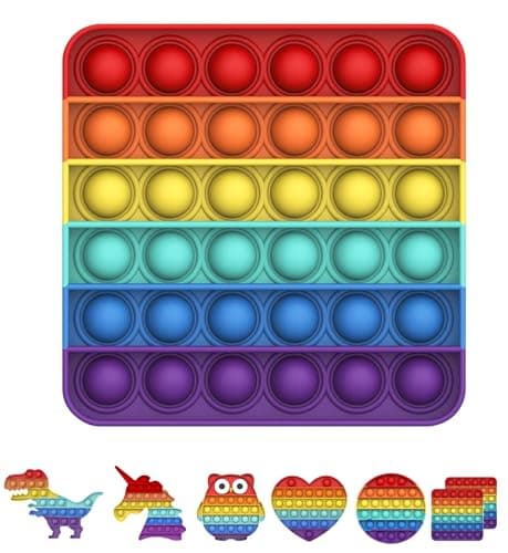 Bdwing Push and Pop Bubble Sensory Fidget Toy, Silicone Sensory Fidget Toy For Kids And Adults, Anxiety Relief Finger Toys, Autism for ADHD Squeeze Toys (Rainbow Squire)