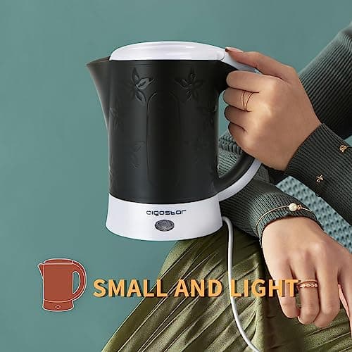 Aigostar 0.6L Compact Travel Kettle Set with Cups & Spoons, 650W, Black — view 4