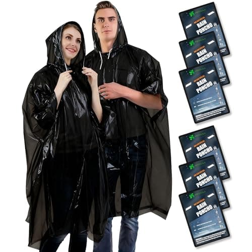 SWOGAA Disposable Rain Ponchos for Adults 6 Pack Extra Thick