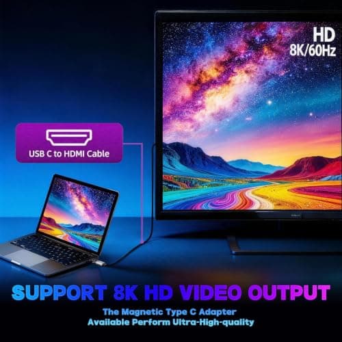IVIVTOR USB C Magnetic Adapter - 2 Pack 240W Type C Magnet Connector 24 pin with 80Gbps & 8K Ultra-Fast Charging and High-Speed Data Transfer Suitable for Laptop Tablet Phone - Black — view 5