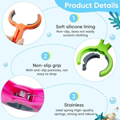 8 Pcs Large Beach Towel Clips for Sun Loungers, 4 Inch Clothes Pegs Extra Strong, Windproof Laundry Clips Towel Clips for Beach Loungers, Keep Your Towel from Blowing Away, 4 Bright Colors — view 2