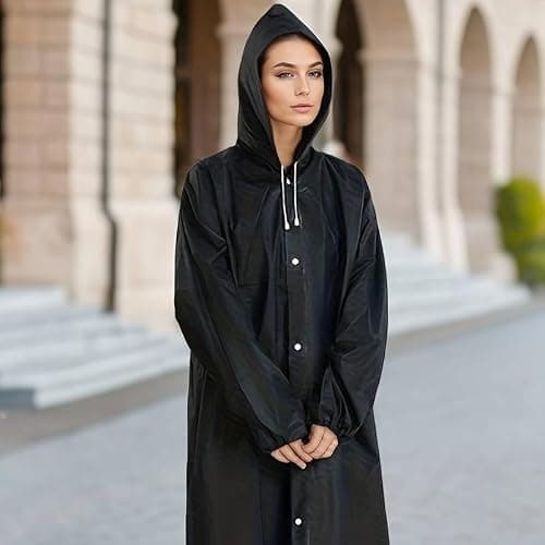 Boolavard Adult Unisex Reusable Waterproof Rain Coat Portable Rain Jacket Poncho for Outdoor 150 * 65cm (UK, Alpha, One Size, Regular, Regular, Transparent) — view 3