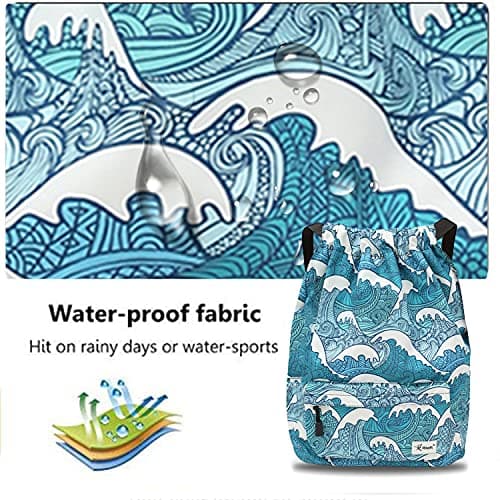 Risefit Waterproof Drawstring Bags String Backpack, Swim Bags PE Gym Bags Sports Backpacks Swimming Bags for Adults, Kids - Men Women Girls Boys — view 5