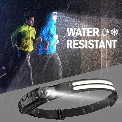 rynli Head Torch 2 Pack Rechargeable LED Headlamp 230° Wide Beam, 6 Modes Motion Sensor Head Torch for Adults & Kids, IPX4 Waterproof Lightweight Running Headlight for Camping, Fishing & Cycling — view 5