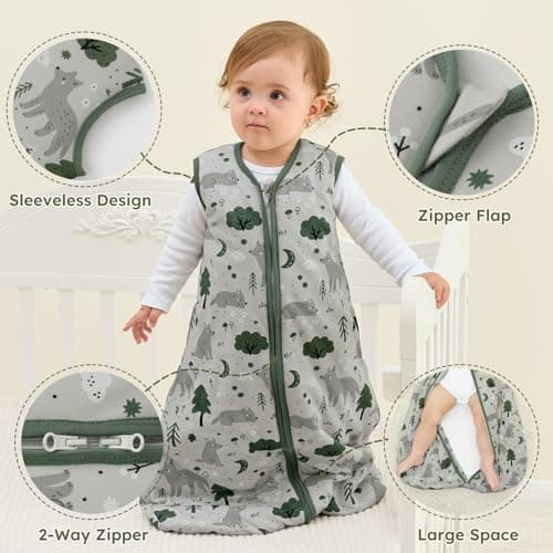 Yoofoss Baby Sleeping Bag 1.5 Tog - 0-6 Months Winter Sleeping Bag Baby 100% Organic Cotton Sleep Sack for Newbron Infant Toddler Warm Soft Fox — view 5