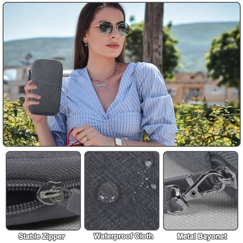 Passport Holder Travel Wallet, Large Capacity Travel Document Holder, RFID Blocking Waterproof Portable Travel Wallet Organiser for Cash Passport ID Card Credit Cards Flight Ticket Pen (Light Grey) — view 5