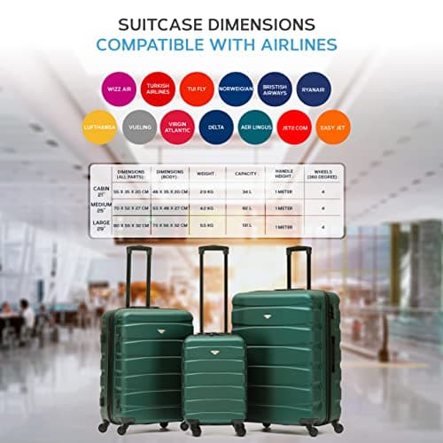 Flight Knight Lightweight 4 Wheel ABS Hard Case Medium Suitcase Approved for Over 100 Airlines Including easyJet, British Airways, Ryanair, Jet2, Emirates & Many More - Check-in Medium Size 25" — view 3