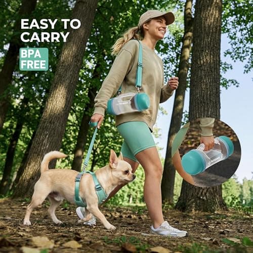 Aurapaws Dog Water Bottle Portable 20.3oz with Food Container & 2 Bowls — view 4