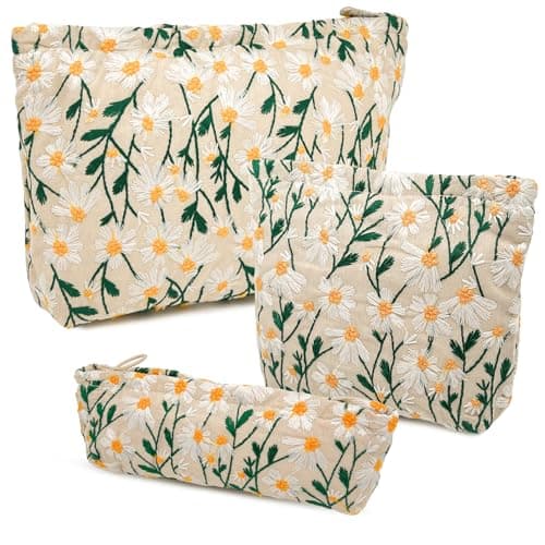 3PCS Cosmetic Bags Portable Multifunctional Travel Canvas Makeup Bag Set