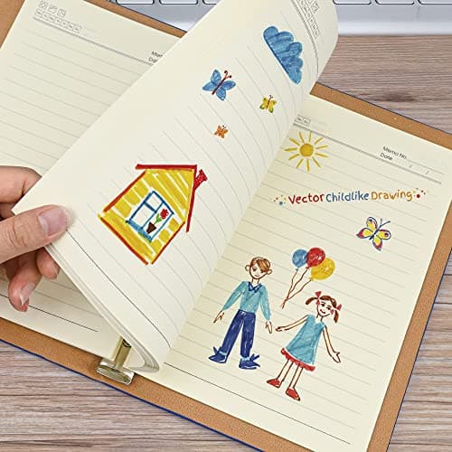 SIMDAO A5 Notebook, PU Leather Cover Notebook, 6 Holes Refillable Notebook, Hardcover Diary Notebook, Lined Notebook for Bussiness Travel Writing Office，100Pages/200Sheets — view 6