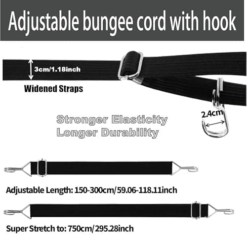 4Pcs Long Bungee Cords with Hooks, 3m Adjustable Heavy Duty Elastic Rope — view 2