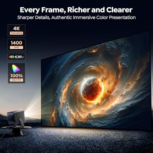 Projector 4K with VIDAA OS【Netflix Included & Live Channels】36W 3D Dolby Audio, 1400 ANSI FHD 1080P, HDR 10 TOPTRO Smart Home Cinema Projector, AI Auto Image, WiFi 6, Bluetooth Projectors for Bedroom — view 6