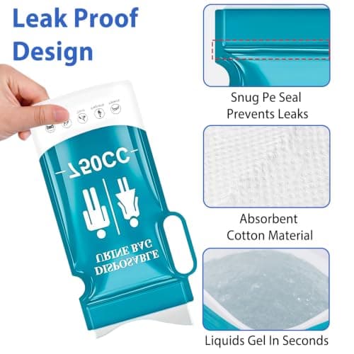 Veebmys Camping Toilet Bags Set, 12 Disposable Urine Bags 750ml, Portable Emergency Pee Bags with Handles for Men, Women, Kids and Pregnant, Travel Urinals for Hiking, Camping and Road Trips — view 3