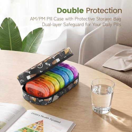 Serfeymi Weekly Pill Boxes Organiser 7 Day 2 Times a Day Tablet Organiser — view 5