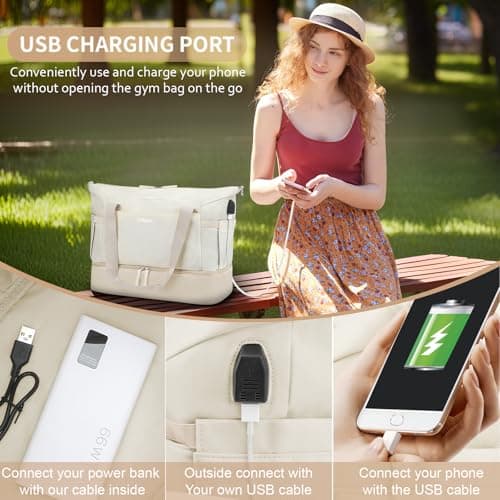 ETRONIK Gym Duffel Bag for Women, Sports Travel Bag with USB Charging Port — view 5