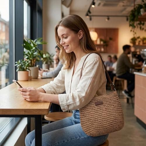 GYTFOG Straw Crossbody Bag, Summer Beach Crossbody Bag, Boho Woven Raffia Handbag, Small Beach Bag with Adjustable Strap Zipper Closure for Women Beach, Vacation, Daily Outfit, Girls' Gifts — view 6
