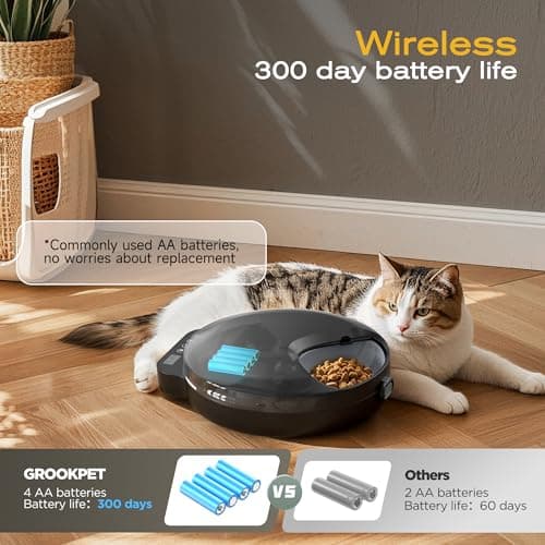 Automatic Cat Feeder Wet Food: Cordless Cat Food Dispenser with Timer - Pet Feeder with Ice Pack for Wet & Dry Food Refrigerated - Auto Wireless Small Dog Feeder Battery Power - Supply 4 Meals per Day — view 5