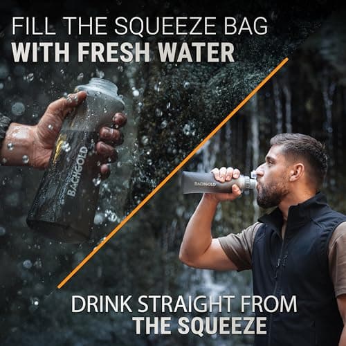 Bachgold Squeeze Collapsible Water Filter Bottle, Virus Filter, Gray 1 L — view 3
