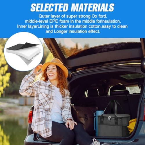 HOTUT Cooler Bag, 8L Insulated Lunch Bag, Picnic Bag, Reusable Leakproof Lunch Tote Bag with Side & Front Pockets, Insulated Picnic Lunch Bag, Dual Compartment Thermal Bag for Lunch/Work/School/Beach — view 3