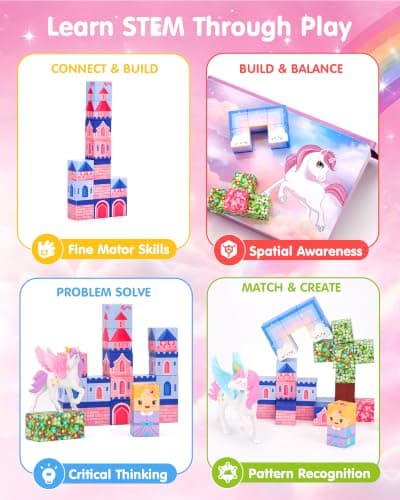 hahaland Unicorn Mini Magnetic Blocks, Travel Magnetic Tiles Toy Girls 3-5 — view 5