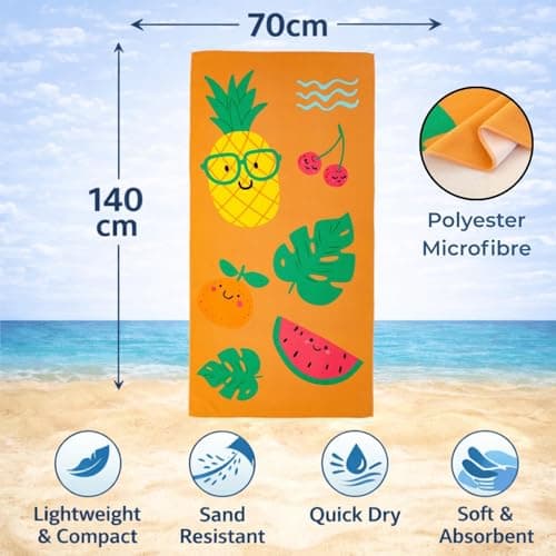 Adore 2 Pack Microfibre Beach Towels 70x140cm - Lemons & Fun Fruits — view 3