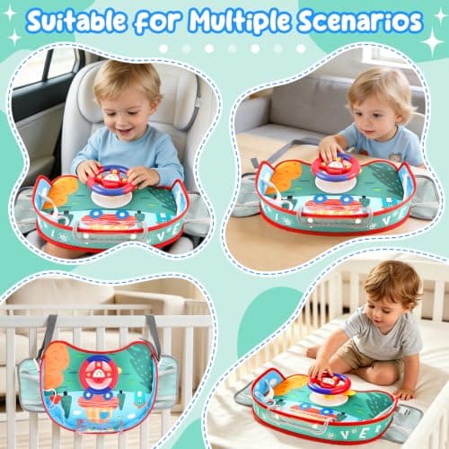 deAO Kids Steering Wheel Toys, Musical Car Seat Tray Pretend Driving Toy — view 6