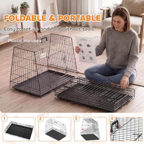 PawHut 35"(90 cm) Car Dog Crate Slanted Collapsible 90L x 58W x 69H cm — view 5
