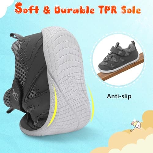 JIASUQI Toddler Shoes Boys Girls First Walking Shoes Non-Slip Lightweight Baby Sneakers Infant Casual Breathable Sneaker(Dgrey 130,12-18 Months) — view 4