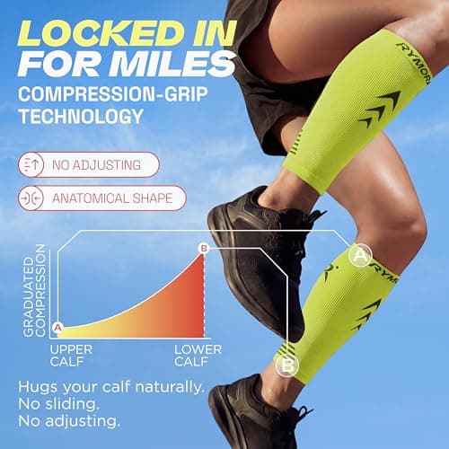 Rymora Calf Compression Sleeves for Men & Women (Ideal for Sports, Running, Shin Splints & More) (One Pair) (Neon Yellow) (Medium) [M] — view 6