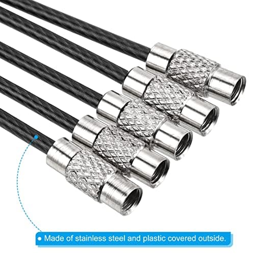PATIKIL 3.5 Inch Length Wire Keychain Cable, 5 Pack Stainless Steel Key Ring Loop, Black — view 4