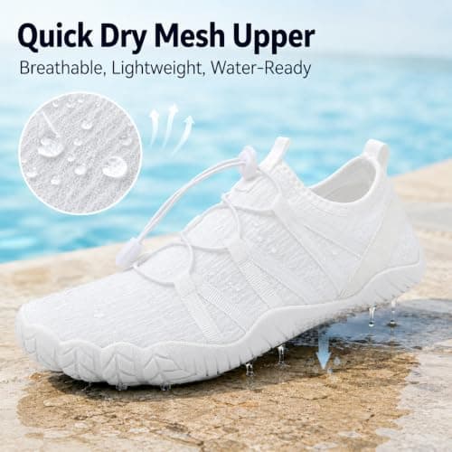 Water Shoes for Men Women Barefoot Aqua Shoes Quick Dry Beach Pool White — view 3