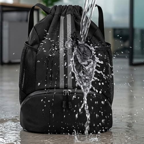 1PC Drawstring Bags, Large Football Boot Bag with Wet Dry Separation, Durable Drawstring Backpack Gym Sack, Lightweight Football Bag for Training, School, Gym and Outdoor Use — view 4