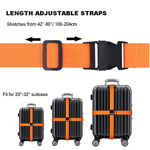 Newthinking Luggage Straps 4 Pack, 3.8x200CM Adjustable Suitcase Straps — view 3