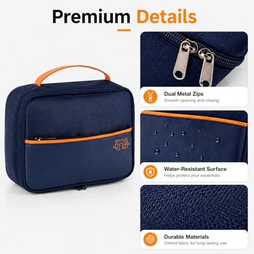 FAVORTALK Travel Organiser Double Layer Multipurpose Electronic Organizer with DIY Storage Area Waterproof Accessories Bag for Cable SD Cards Charger Power Bank etc, Navy Blue B21513 — view 4