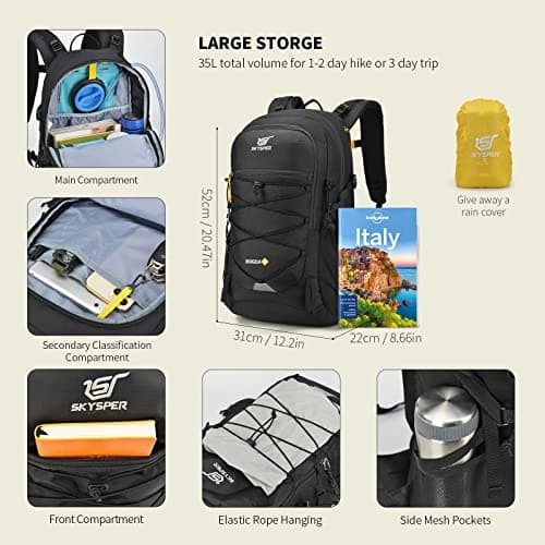 SKYSPER Rucksack 35L Hiking Backpack, Lightweight Travel Backpack Camping Trekking Backpack for Men Women — view 6