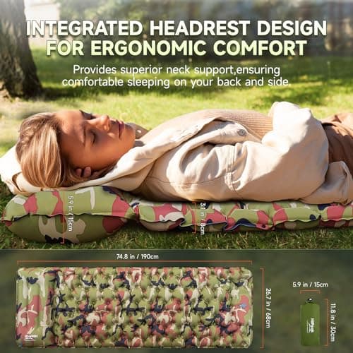 HiiPeak Sleeping Pad - Ultralight Inflatable Sleeping Mat with Built-in Foot Pump, Compact Waterproof Camping Air Mattress for Camping, Backpacking, Hiking, Tent Trap Traveling — view 3