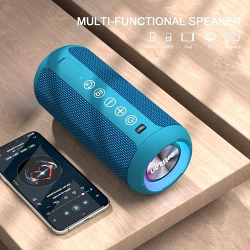 Ortizan Bluetooth Speaker, Portable Speaker with IPX7 Waterproof, Bluetooth 5.3, 30H Playtime, RGB Light, Micro SD card & AUX, Wireless Speaker for Home, Travel, Outdoors — view 6