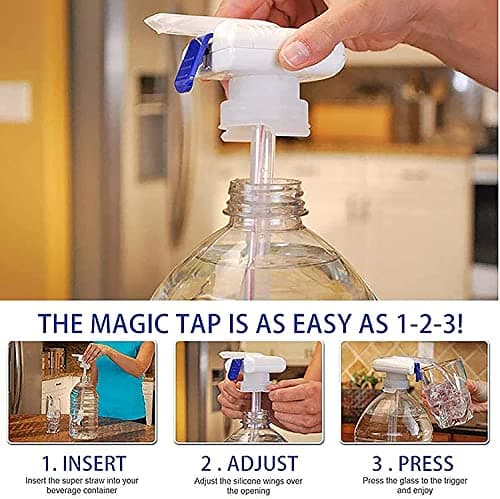 XYDESIGN Automatic Drink Dispenser, Spill Proof Portable Automatic Drink Straw, Electric Water Drink Pump Beverage Dispenser for Milk Juice Beer Beverage Bottle Without Battery (White) — view 2